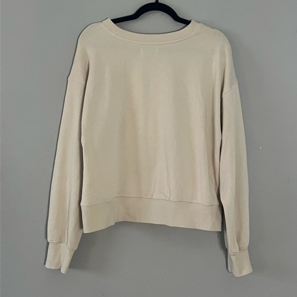 Old Navy SoComfy Crewneck Sweatshirt Cream Women's L‎ Staple Neutral Minimalist - Picture 3 of 5